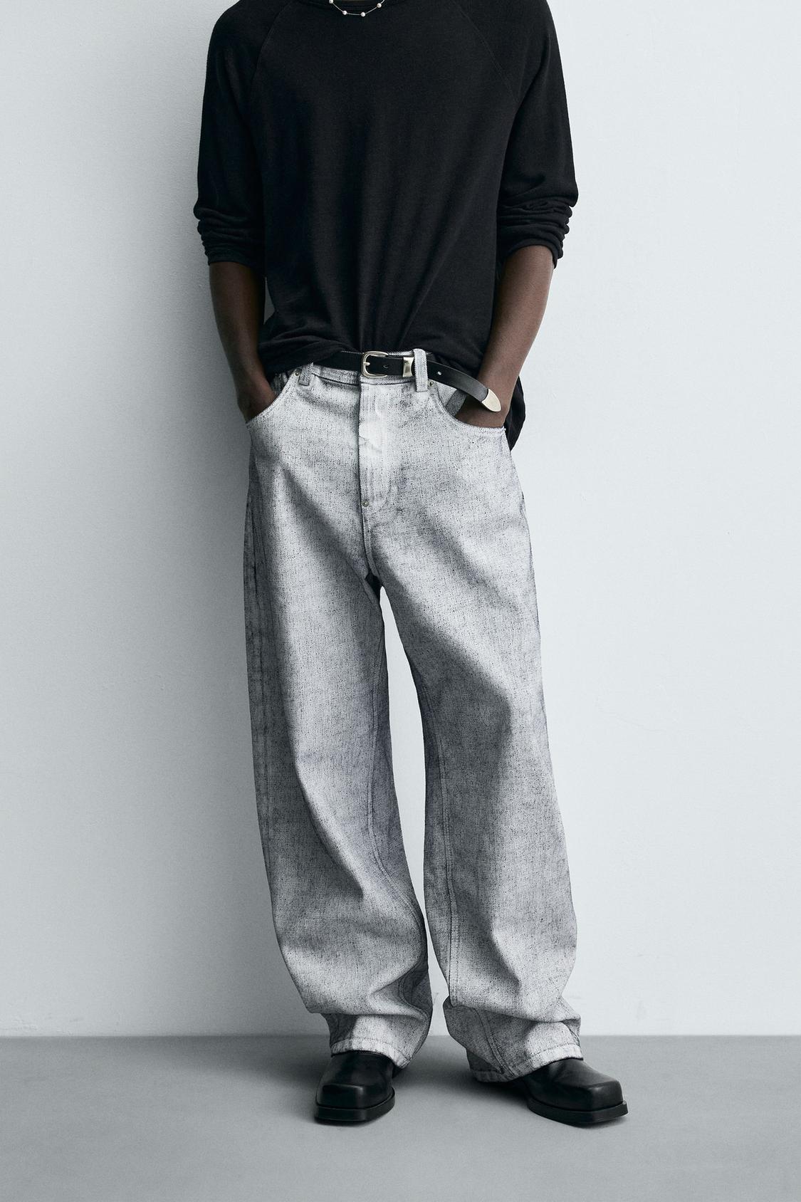 ZARA WAXED FINISH BAGGY FIT JEANS
