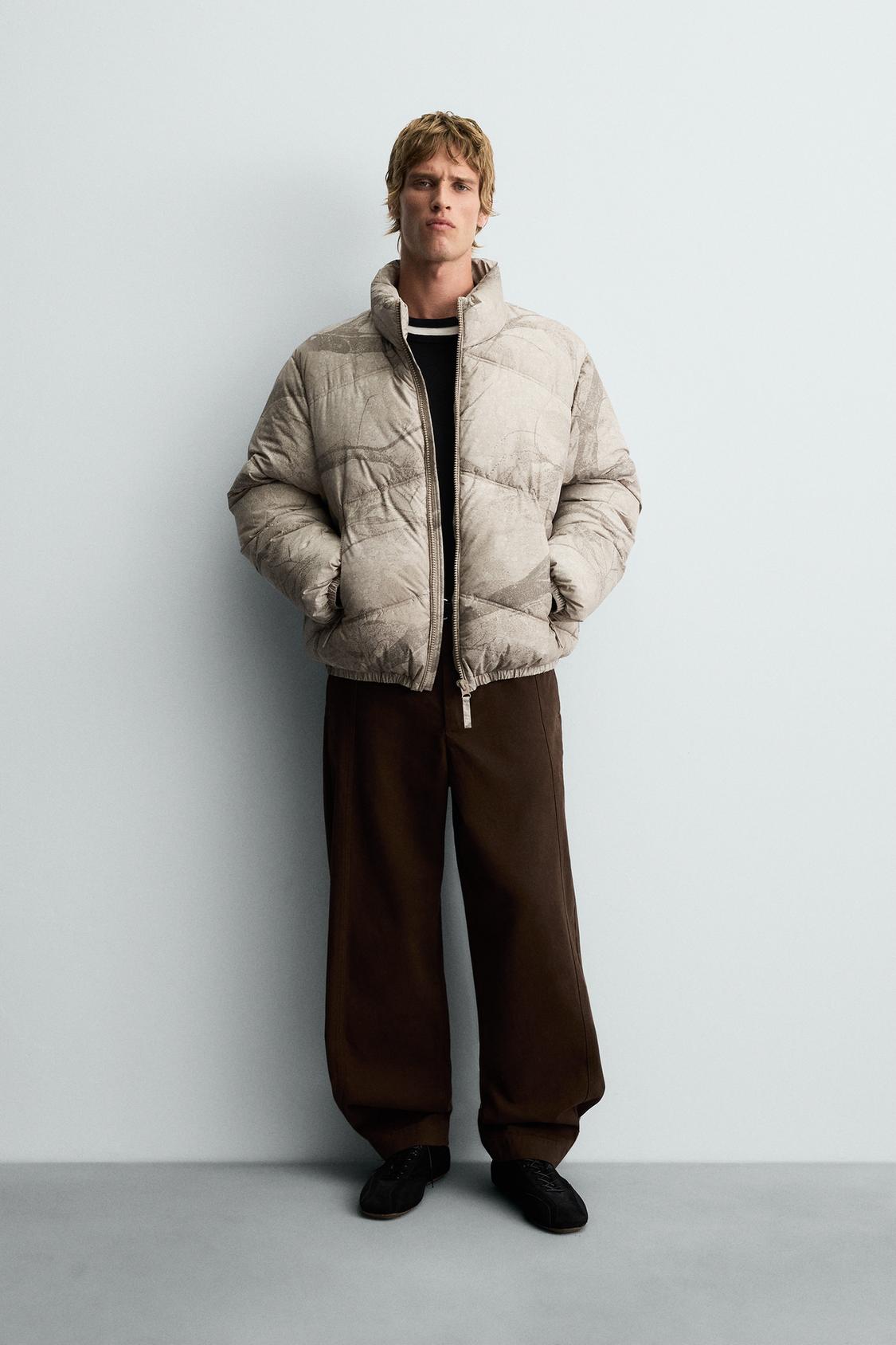 ZARA ABSTRACT PRINT PUFFER JACKET