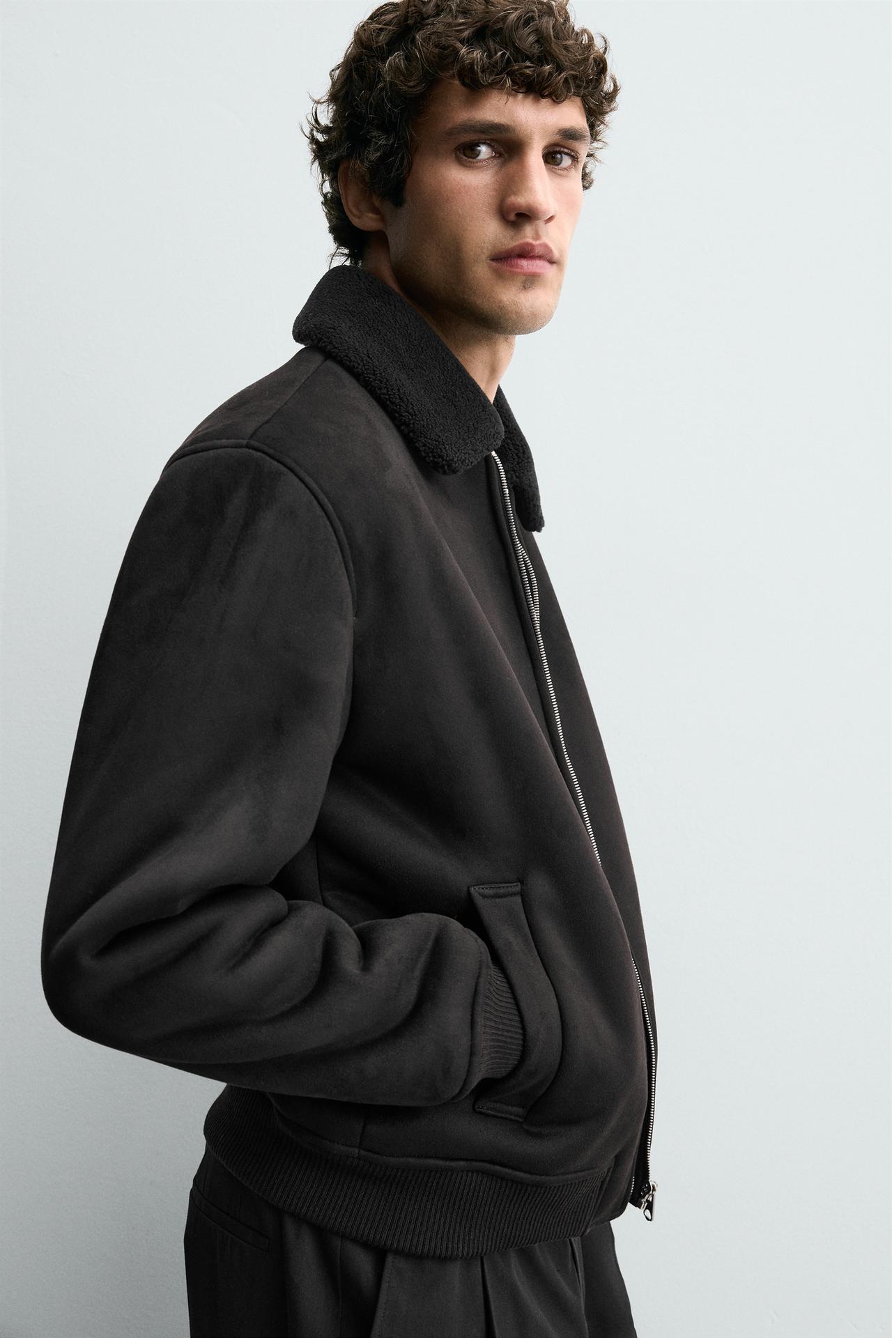 ZARA COMBINED FAUX SUEDE JACKET