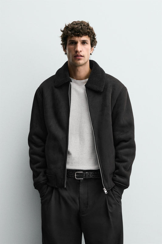 ZARA COMBINED FAUX SUEDE JACKET