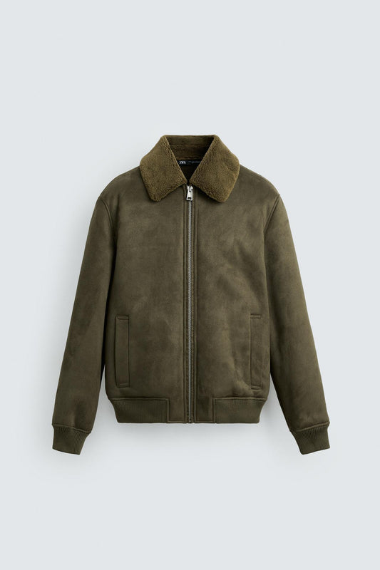 ZARA DOUBLE-FACED FAUX SUEDE JACKET