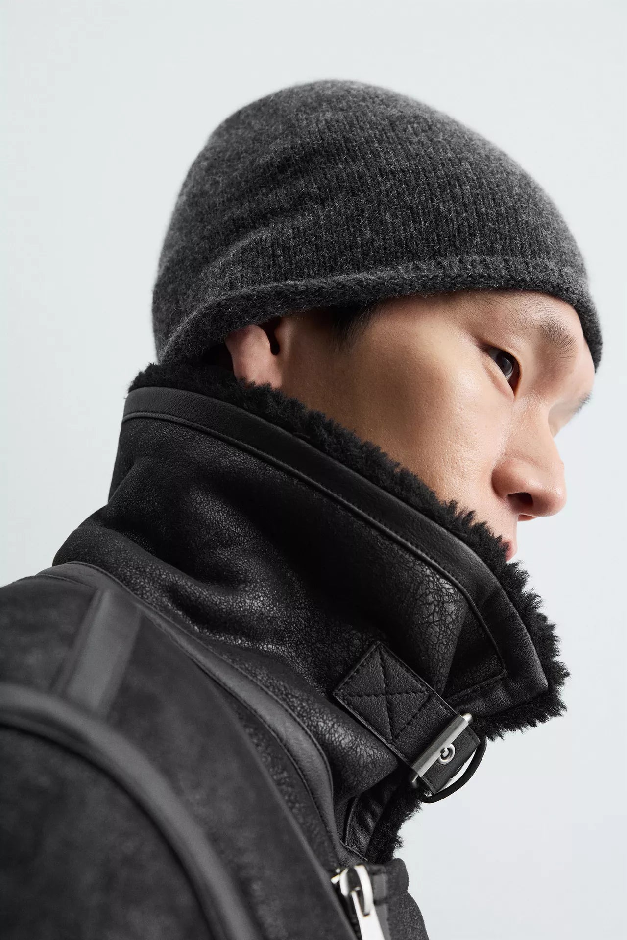 CONTRAST FAUX LEATHER JACKET