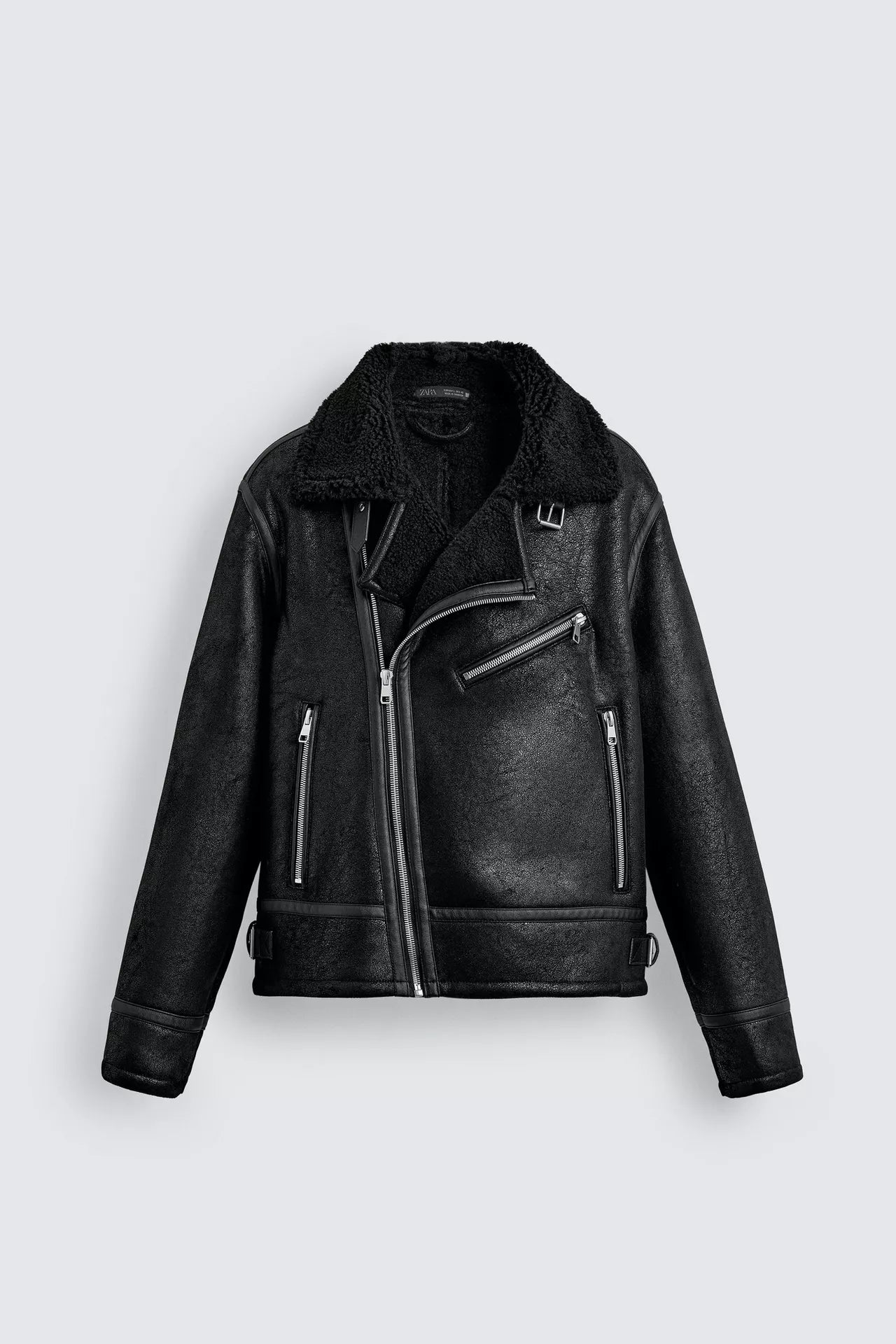 CONTRAST FAUX LEATHER JACKET