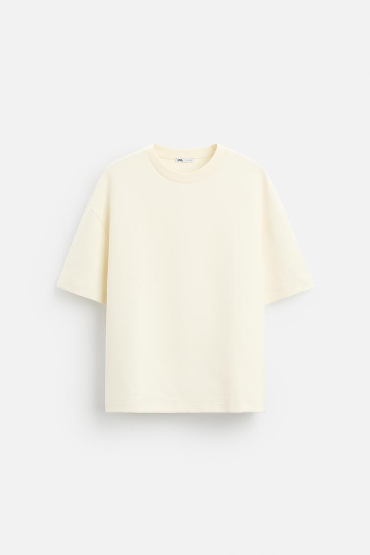 ZARA T-SHIRT BOXY FIT BEIGE