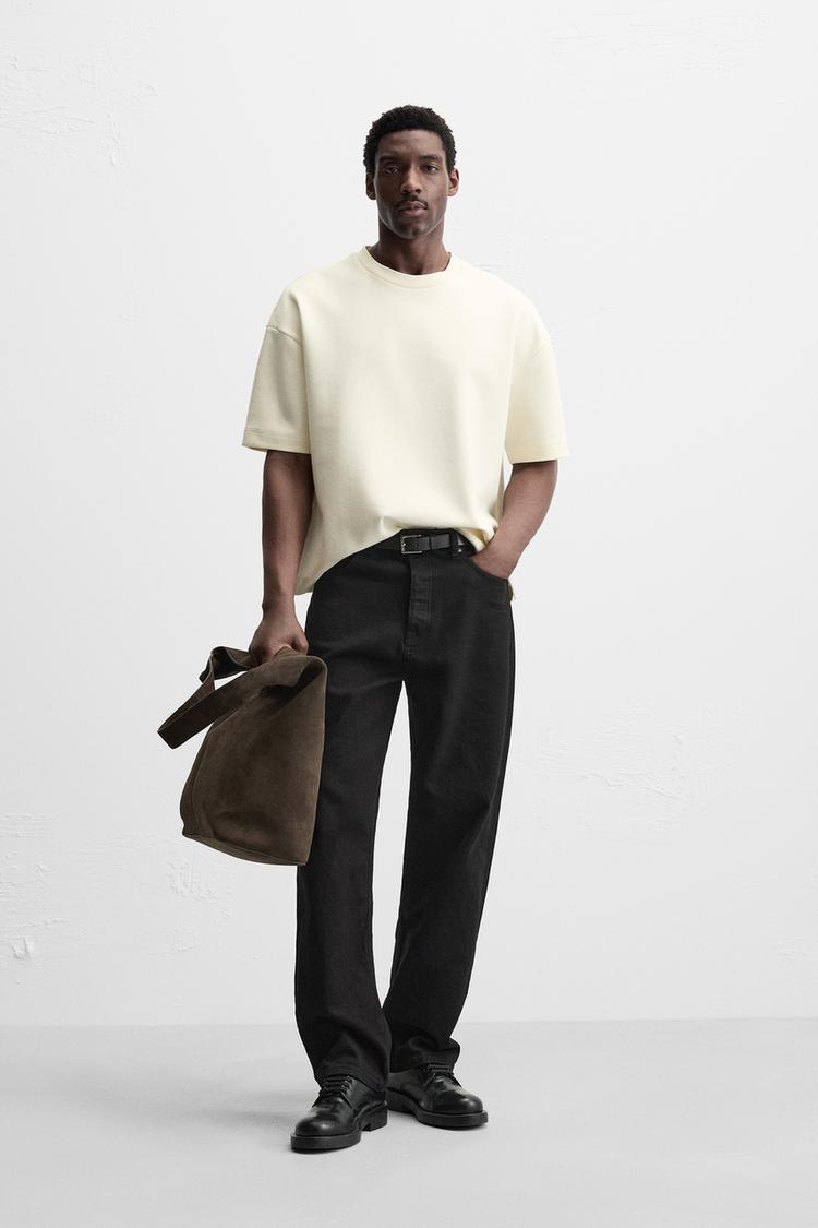 ZARA T-SHIRT BOXY FIT BEIGE