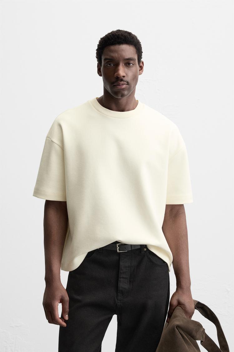 ZARA T-SHIRT BOXY FIT BEIGE