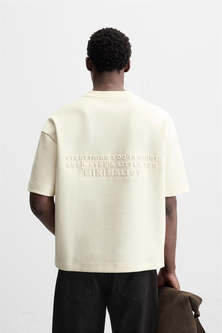ZARA T-SHIRT BOXY FIT BEIGE