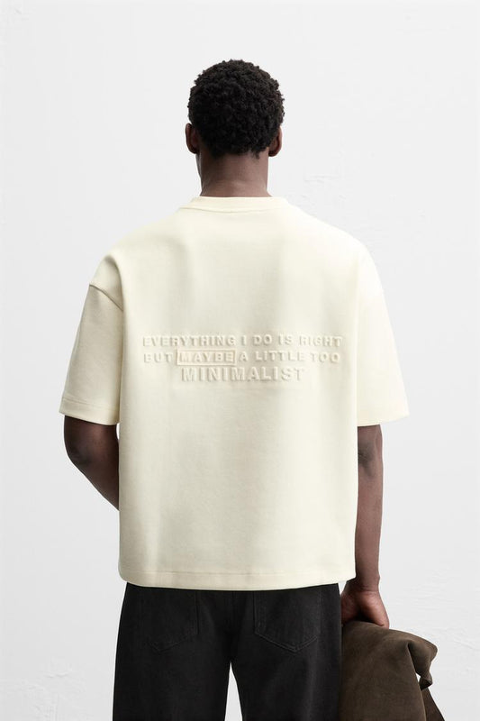 ZARA T-SHIRT BOXY FIT BEIGE