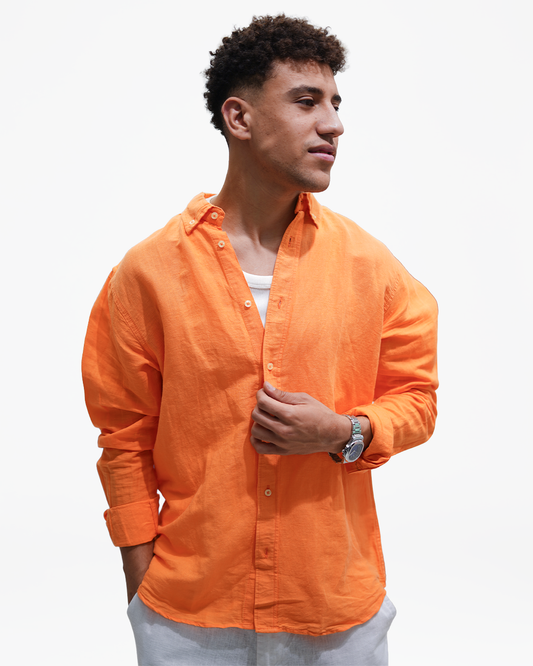 linen orange shirt