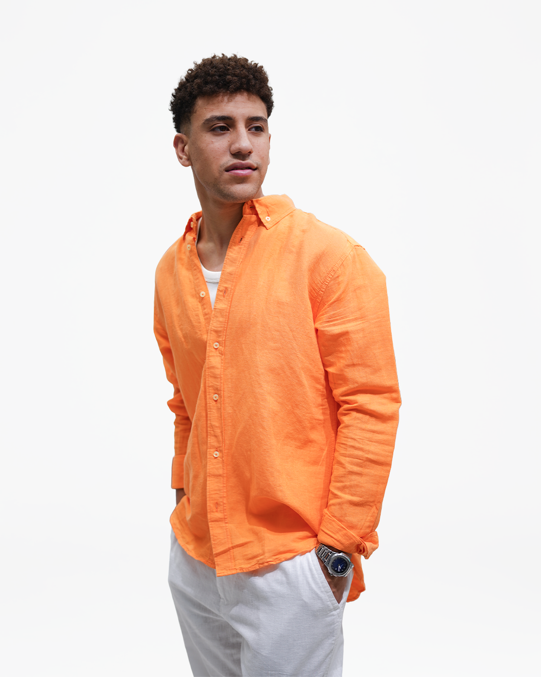 linen orange shirt