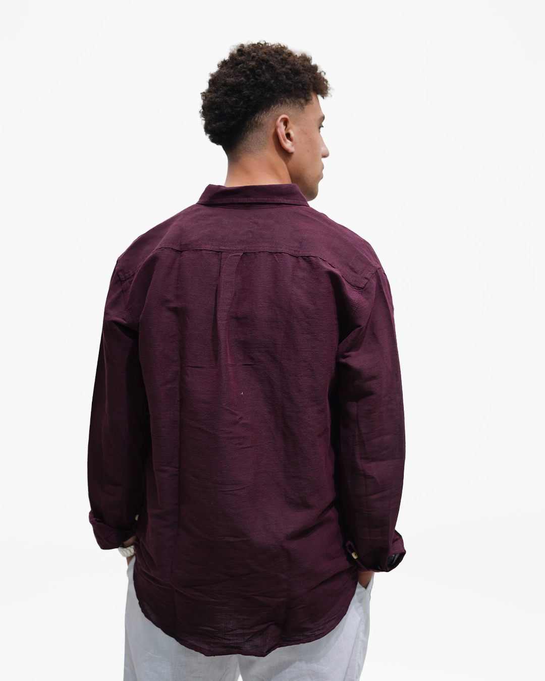 linen Burgundy shirt
