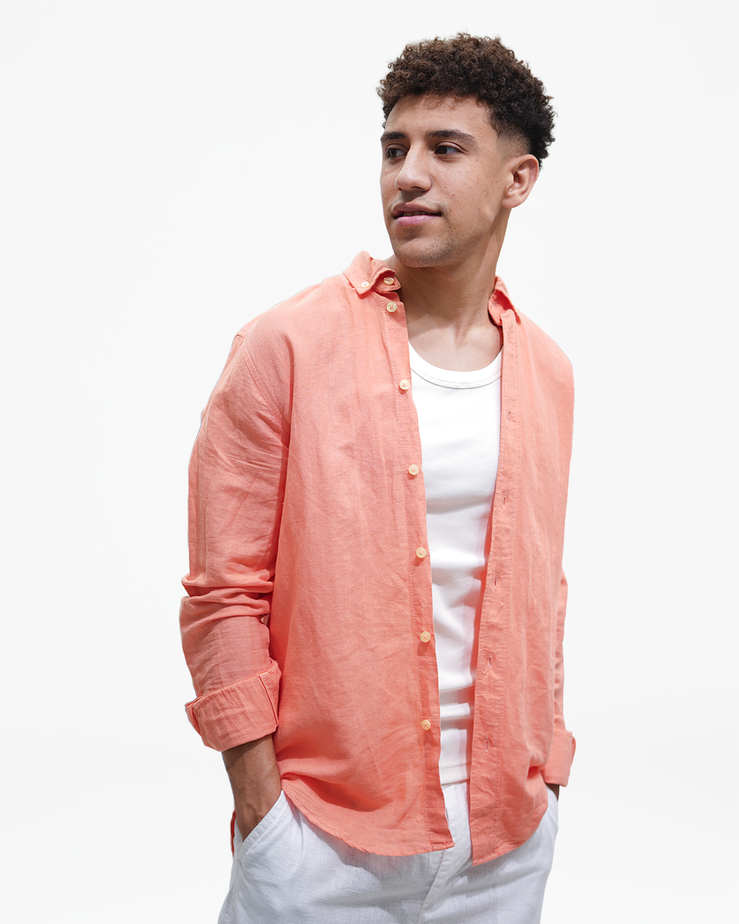 linen Salmon shirt