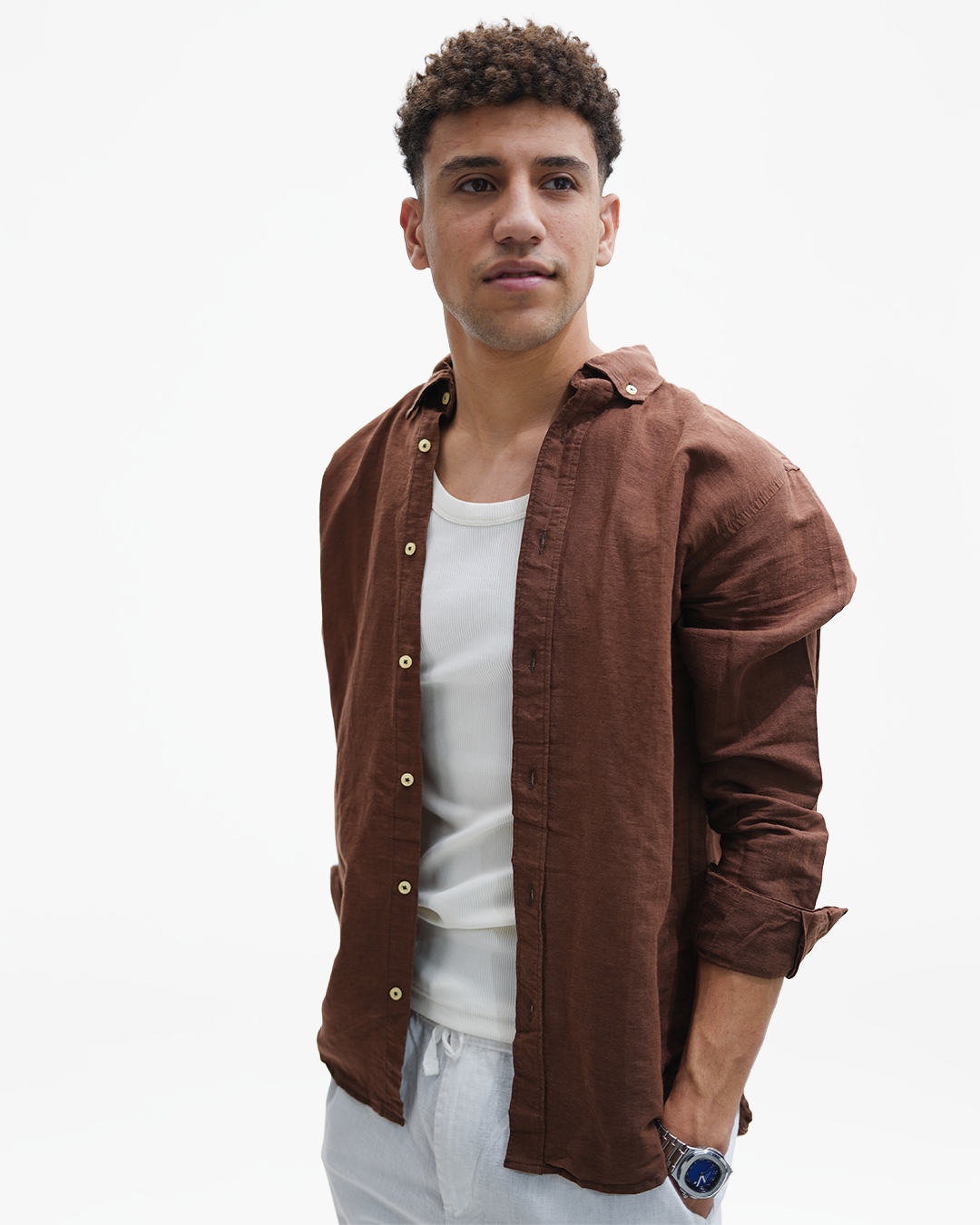 linen browen shirt
