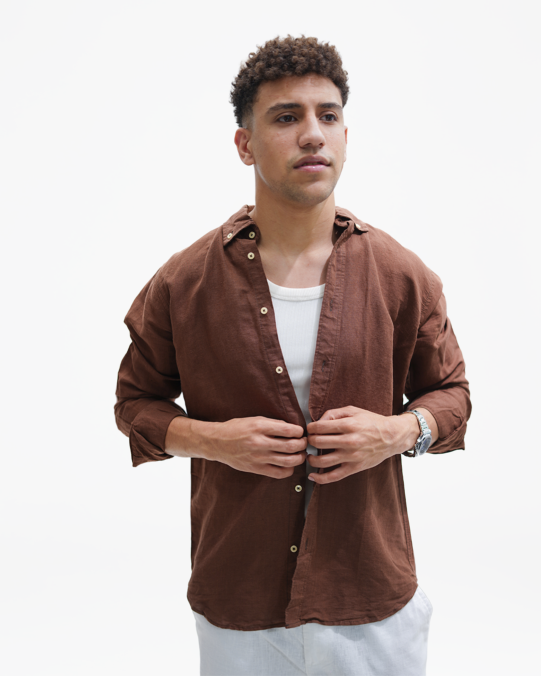 linen browen shirt