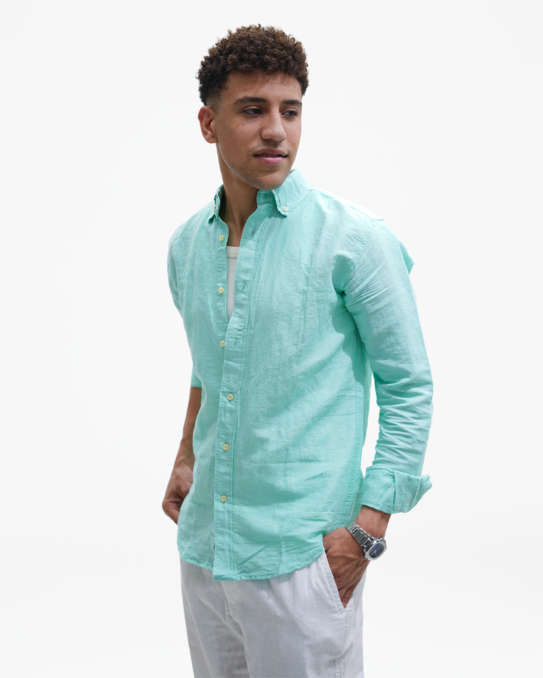 linen baby blue shirt