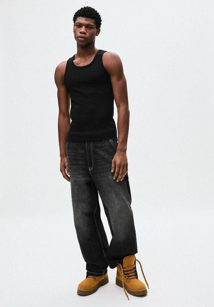 BERSHKA TANK TOP - black